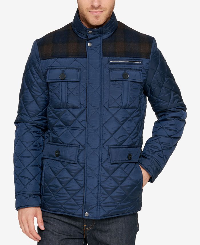 Cole Haan Mixed Media Quilted Jacket - Macy's