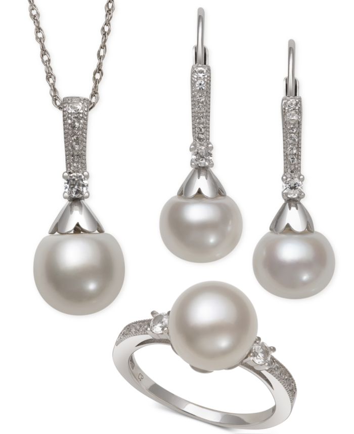 Cultured Freshwater Pearl (8-9mm) & White Topaz (1/2 ct. t.w.) Jewelry