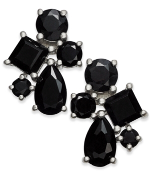 image of Black Sapphire Cluster Stud Earrings (5-1/2 ct. t.w.) in Sterling Silver