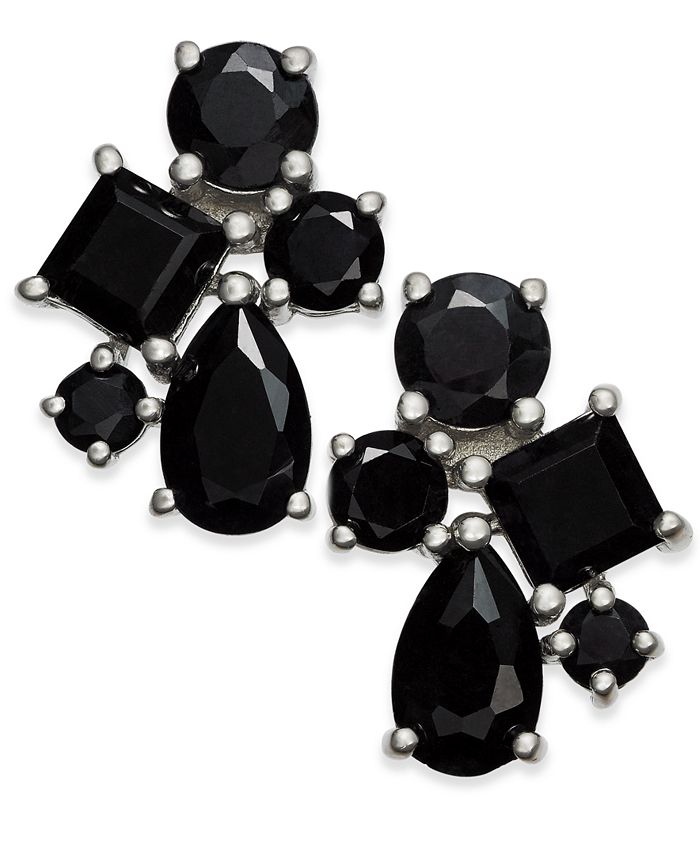 Macy's Black Sapphire Cluster Stud Earrings (5-1/2 ct. t.w.) in ...