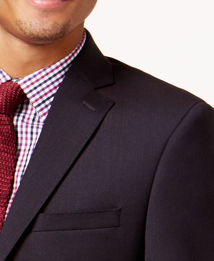 Calvin Klein Men's Slim-Fit Burgundy Textured Suit - Macy's