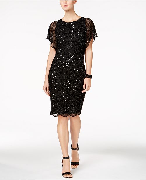 Adrianna Papell Beaded Sequined Dress & Reviews - Dresses - Women - Macy&#39;s