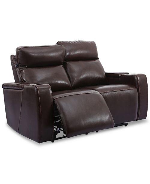 Furniture Oaklyn 61" Leather Loveseat With Power Recliners, Power