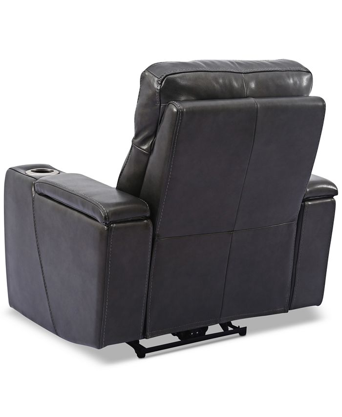 Furniture CLOSEOUT! Oaklyn Leather Power Recliner With Power Headrest and USB Power Outlet