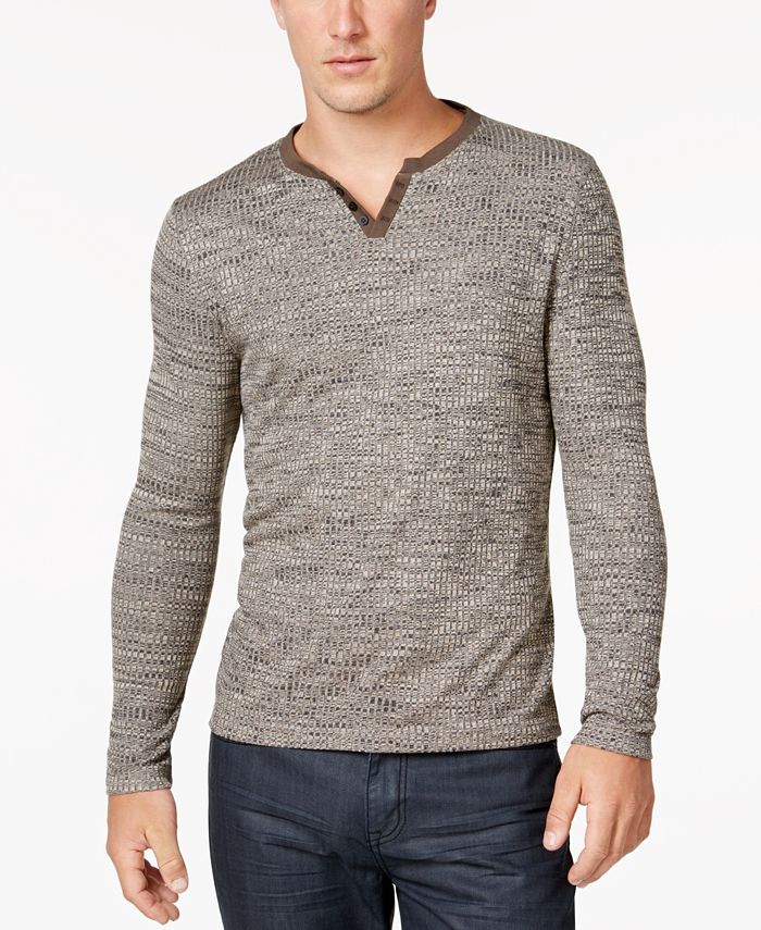 Alfani Men's Textured Space-Dyed Stretch Henley, Created for Macy's ...