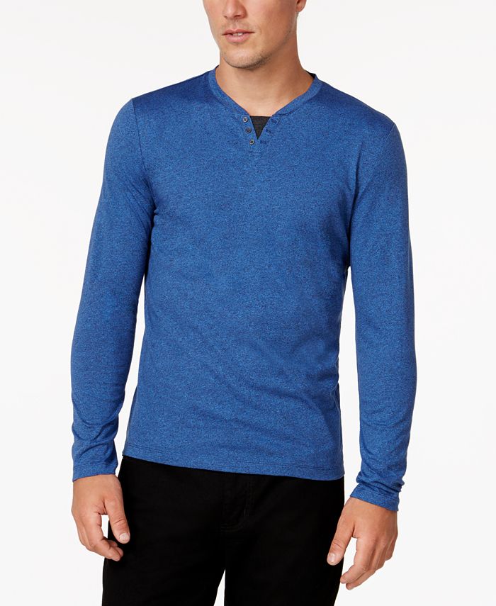 Alfani Men's Heathered Henley, Created for Macy's & Reviews - T-Shirts ...