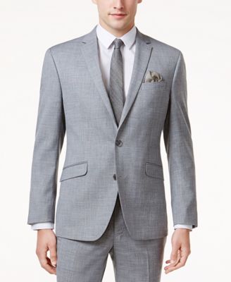 Kenneth Cole Reaction Men's Slim-Fit Light-Gray Sharkskin Techni-Cole Suit