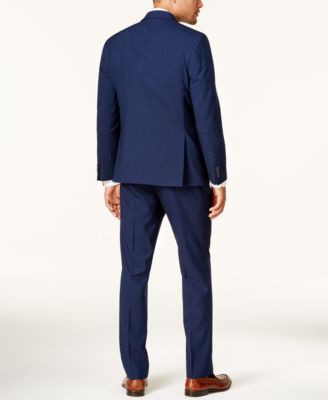 Kenneth Cole Reaction Men's Slim-Fit Cobalt Tonal Grid Techni-Cole Suit