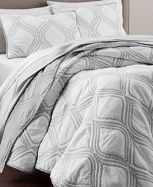 Martha Stewart Collection Gramercy Gate Grey Reversible Twin Quilt