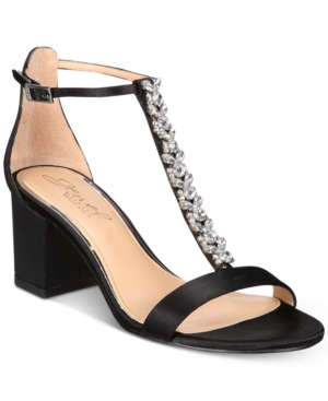 Jewel Badgley Mischka Lindsey Block-Heel Evening Sandals Women's Shoes