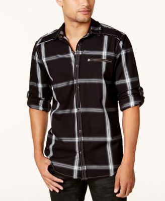 INC International Concepts - Men's Snap-Front Plaid Shirt