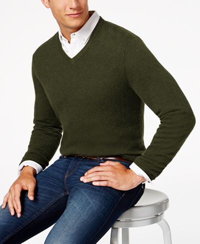Club Room Men's V-Neck Cashmere Sweater, Created for Macy's - Sweaters