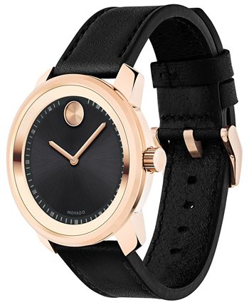 Movado Men s Swiss Bold Black Leather Strap Watch 43mm 3600376