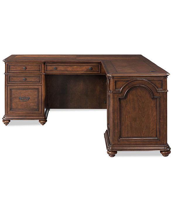 Furniture Clinton Hill Cherry Home Office L-Shaped Desk & Reviews - Furniture - Macy&#39;s