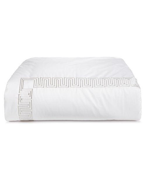 Hotel Collection Greek Key Cotton Platinum King Duvet Cover
