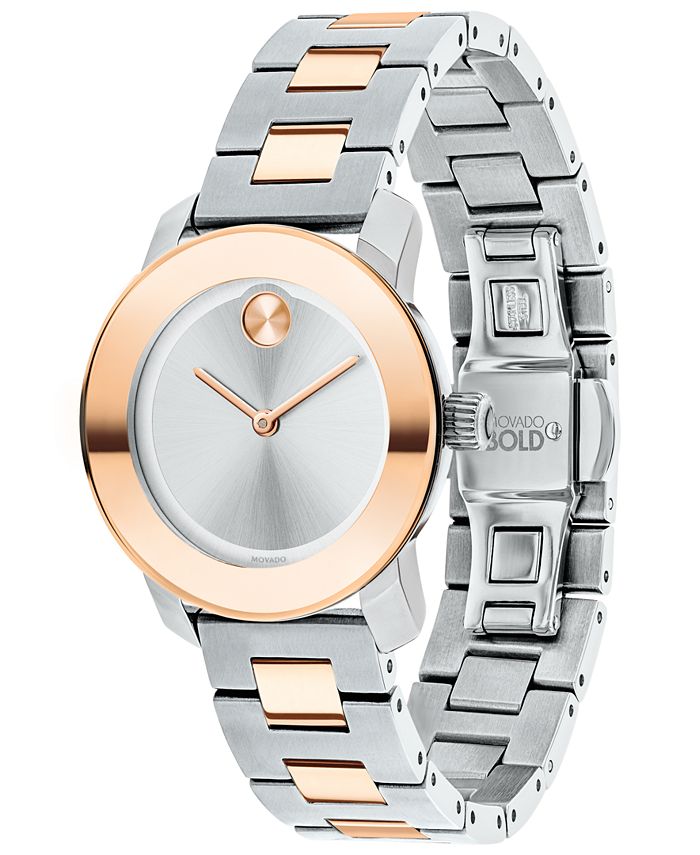 Movado Womens Swiss Bold Two Tone Stainless Steel Bracelet Watch 30mm Created For Macys Macys 