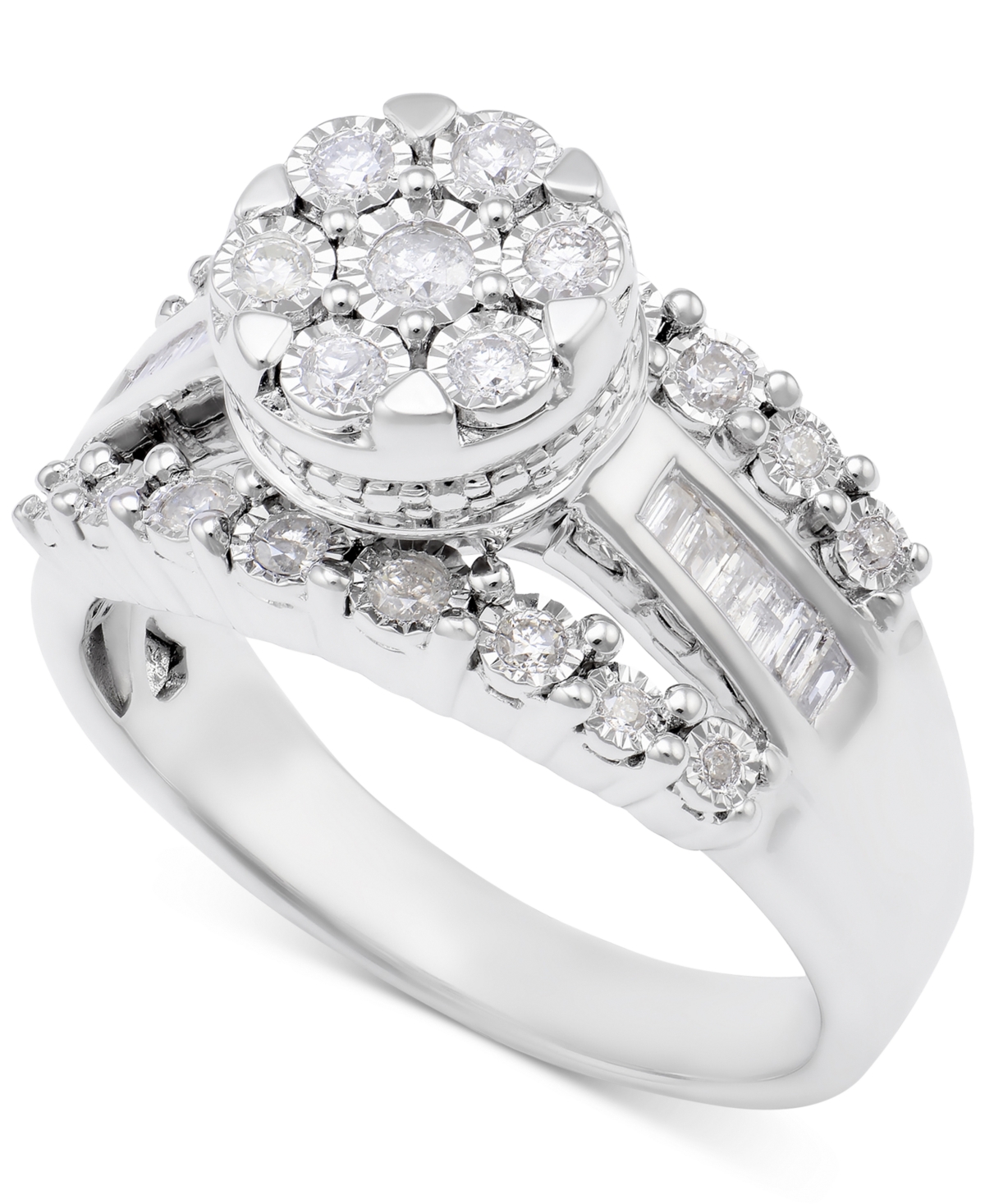 Diamond Dome Cluster Promise Ring (1/2 ct. t.w.) in Sterling Silver - Sterling Silver