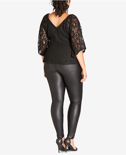 City Chic Trendy Plus Size Lace Peplum Top & Reviews ...