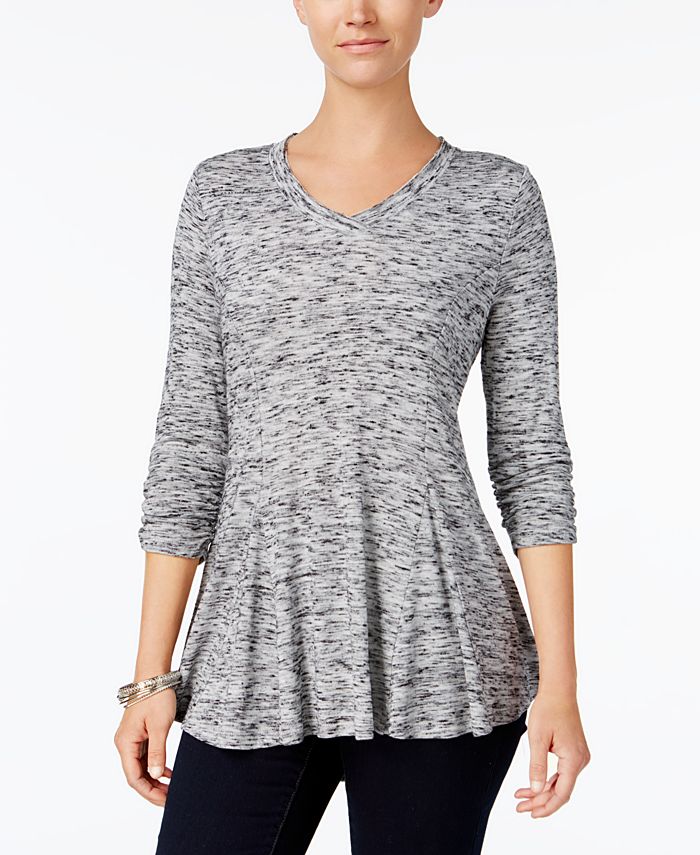 Style & Co Petite Ruched Space-Dyed Top, Created for Macy's & Reviews ...