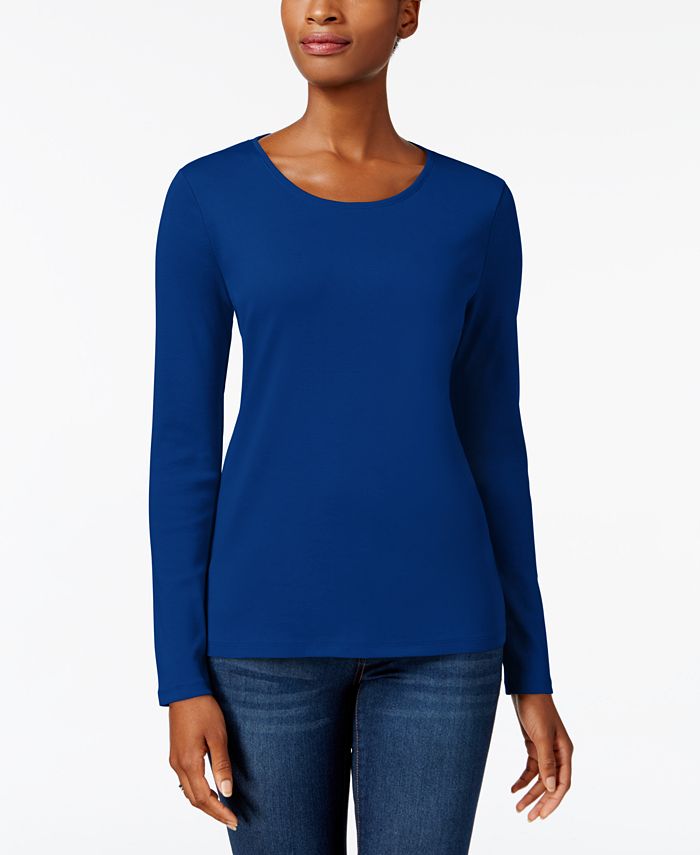 Charter Club Women's Pima Cotton Long-Sleeve Top, Created for Macy's ...