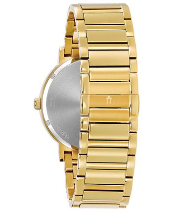 Bulova - Men's Diamond Dress Diamond-Accent Gold-Tone Stainless Steel Bracelet Watch 42mm