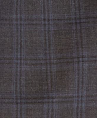 Calvin Klein Men's Slim-Fit Dark Gray & Blue Plaid Suit