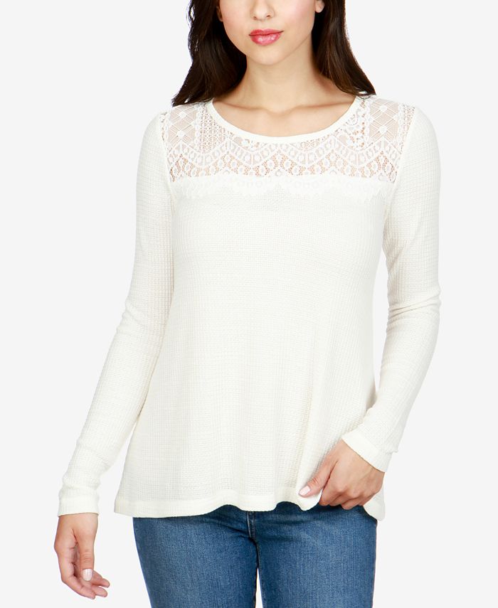 Lucky Brand Lace-Trim Thermal Top & Reviews - Tops - Women - Macy's