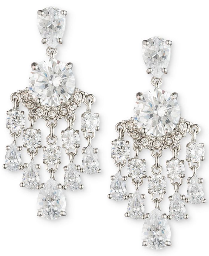 Carolee Silver-Tone Crystal Chandelier Earrings - Macy's