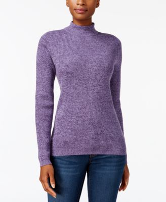 Karen Scott - Cotton Mock-Neck Ribbed Top