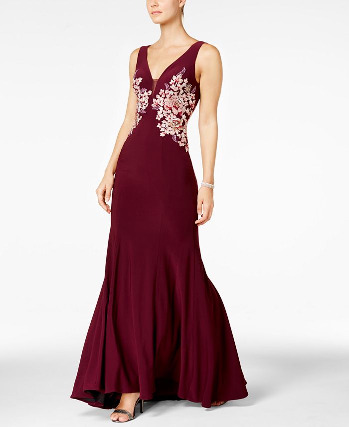 xscape v neck gown