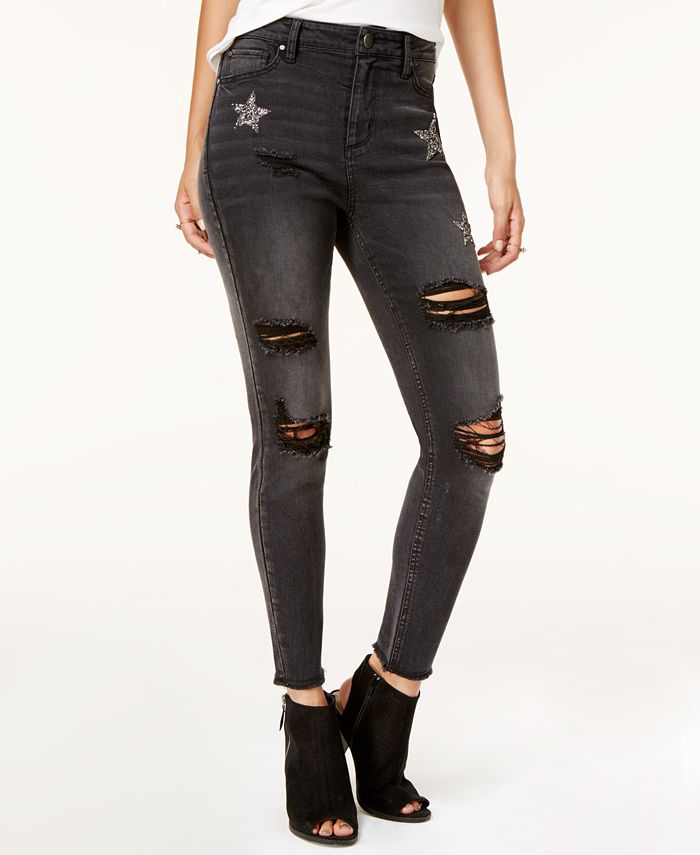 Tinseltown Juniors' Embellished Ripped Skinny Jeans Macy's