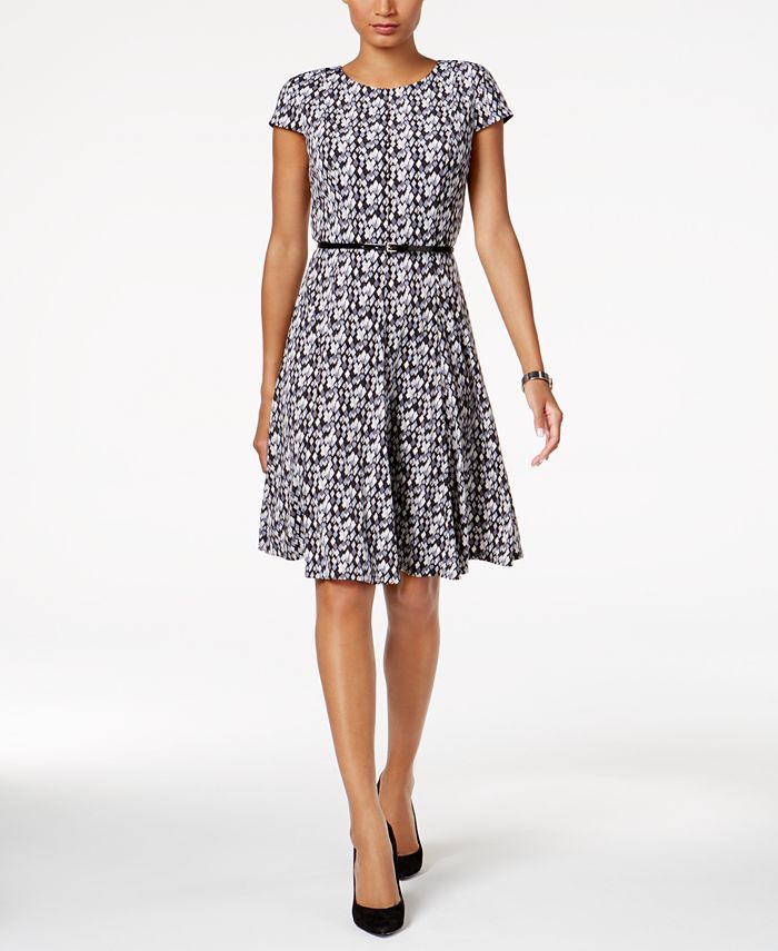 Jessica Howard Petite Belted Fit & Flare Dress - Macy's