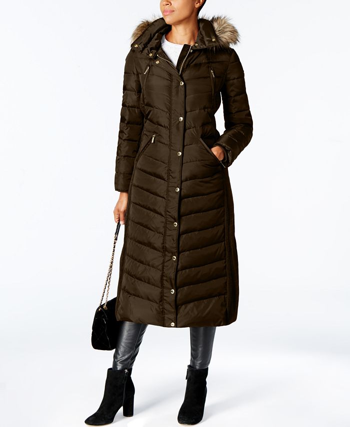 Michael kors petite faux fur trim down puffer coat Clearance