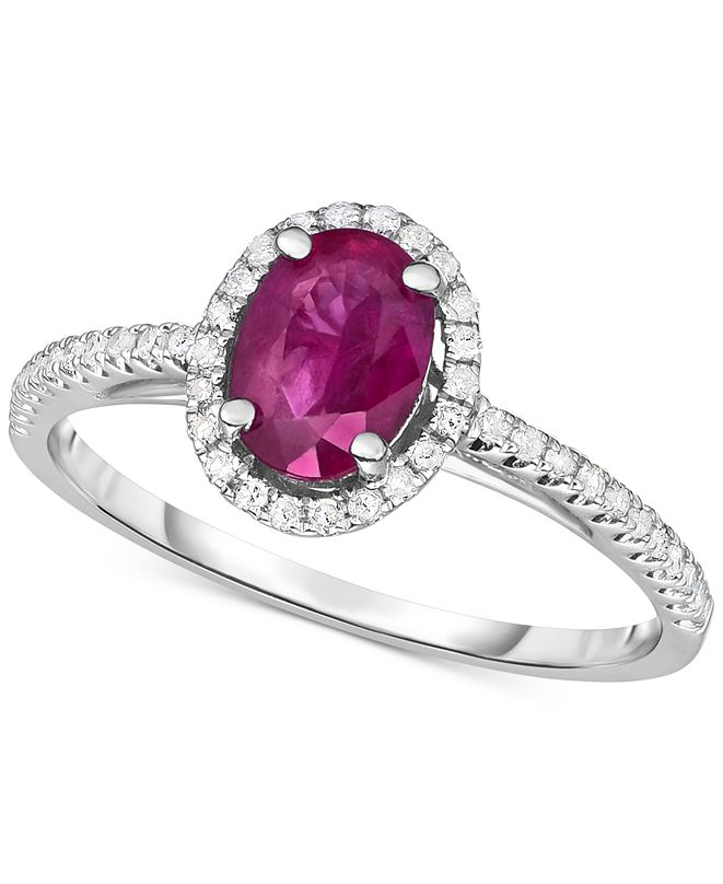 Macy&#39;s Ruby (3/4 ct. t.w.) & Diamond (1/6 ct. t.w.) Ring in 14k White Gold (Also available in ...
