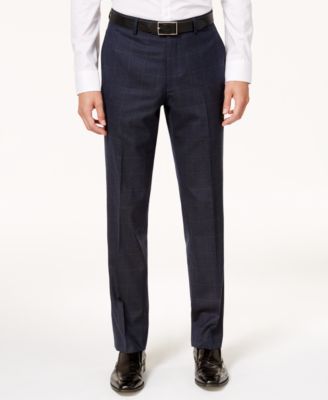 Bar III - Men's Slim-Fit Active Stretch Navy/Tan Windowpane Suit Pants