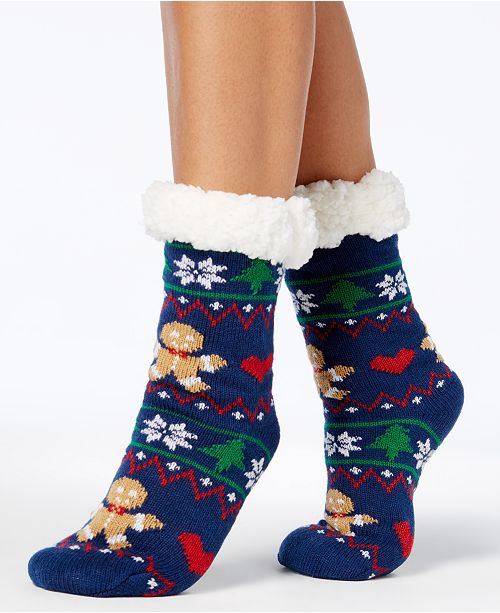 Charter Club Women's Holiday Slipper Socks,with Fleece & Grippers