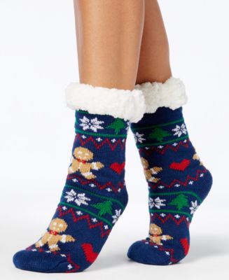 Charter Club Women's Holiday Slipper Socks,with Fleece & Grippers ...