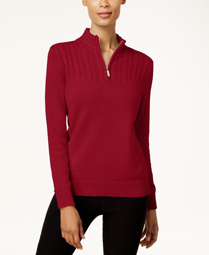 Karen Scott Cotton Zip-Up Sweater, Created for Macy's - Macy's