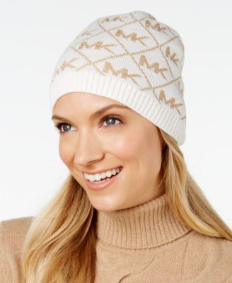 Michael Kors Signature Beanie NWT MICHAEL KORS SIGNATURE MK METALLIC GOLD BEANIE HAT | eBay main image 3