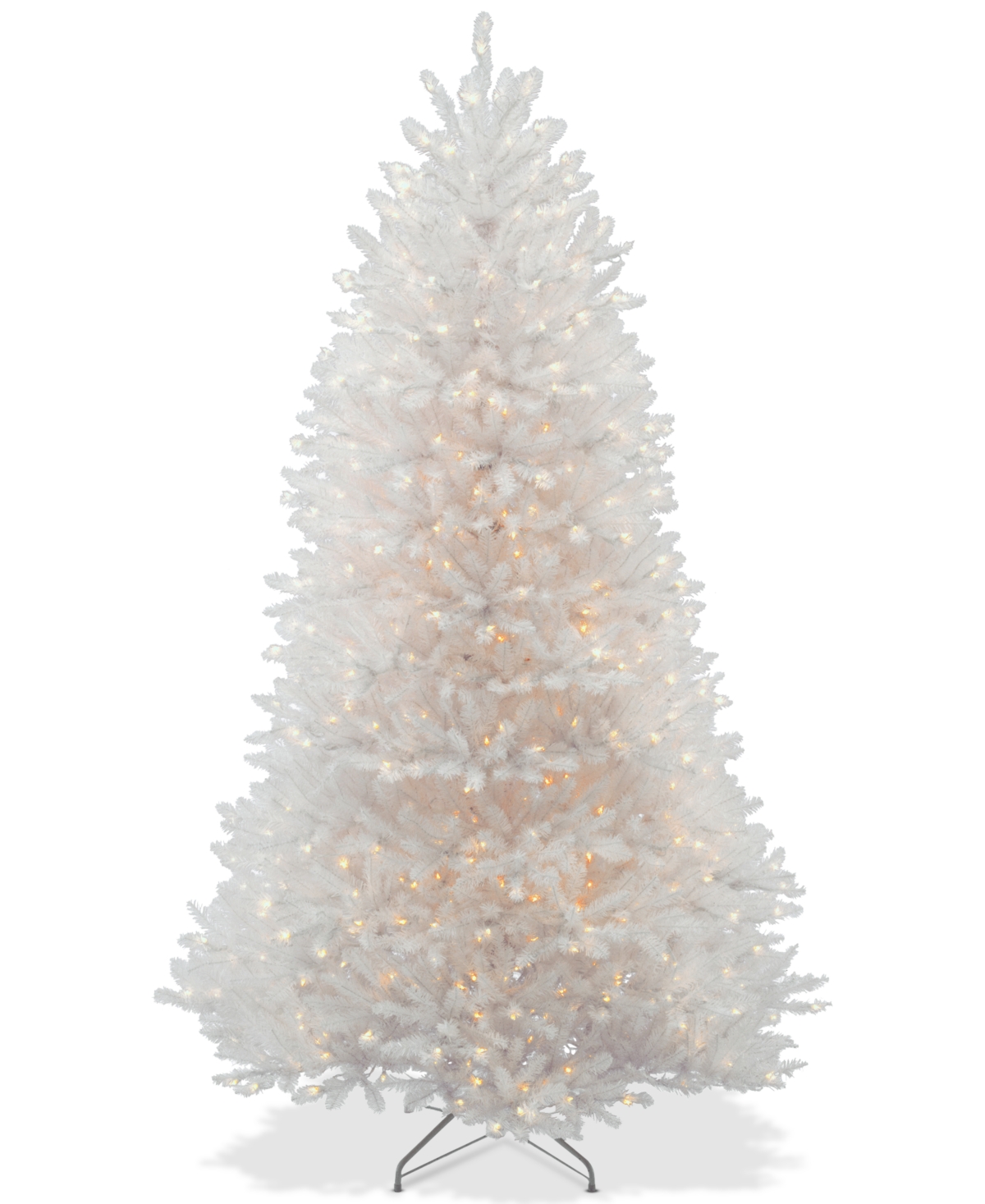 7.5' Dunhill White Fir Hinged Tree With 750 Clear Lights - White