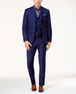 Tallia Brick and Blue Window Pane Suit VSGE2SQX0086 (SIZE 38S ONLY) main image 1