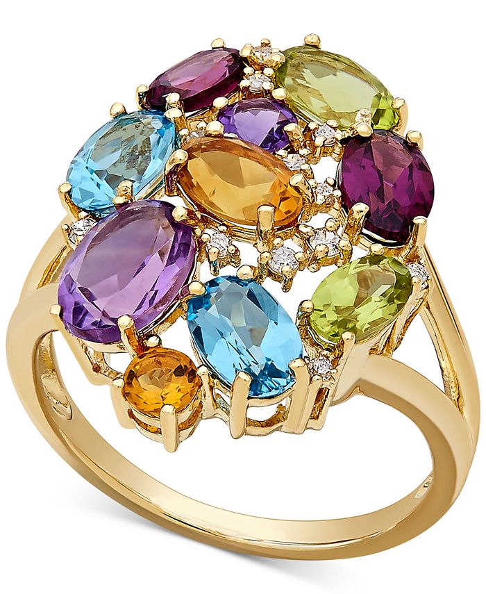Macy's Multi-Gemstone (5 ct. t.w.) and Diamond Accent Cluster Ring in ...