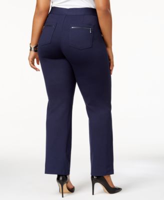 INC International Concepts I.N.C. Plus Size Pull-On Straight-Leg Ponte Pants, Created for Macy's