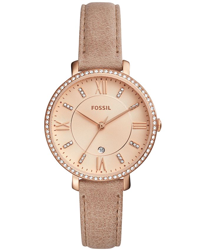 Fossil Women's Jacqueline Beige Leather Strap Watch 36mm Macy's