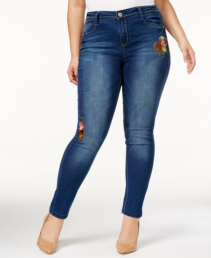Hydraulic Trendy Plus Size Curvy-Fit Embroidered Jeans & Reviews ...