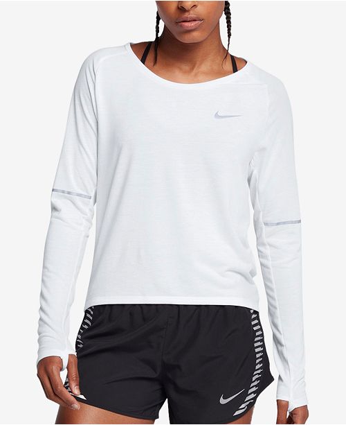 Nike Breathe LongSleeve Running Top & Reviews Tops Women Macy's