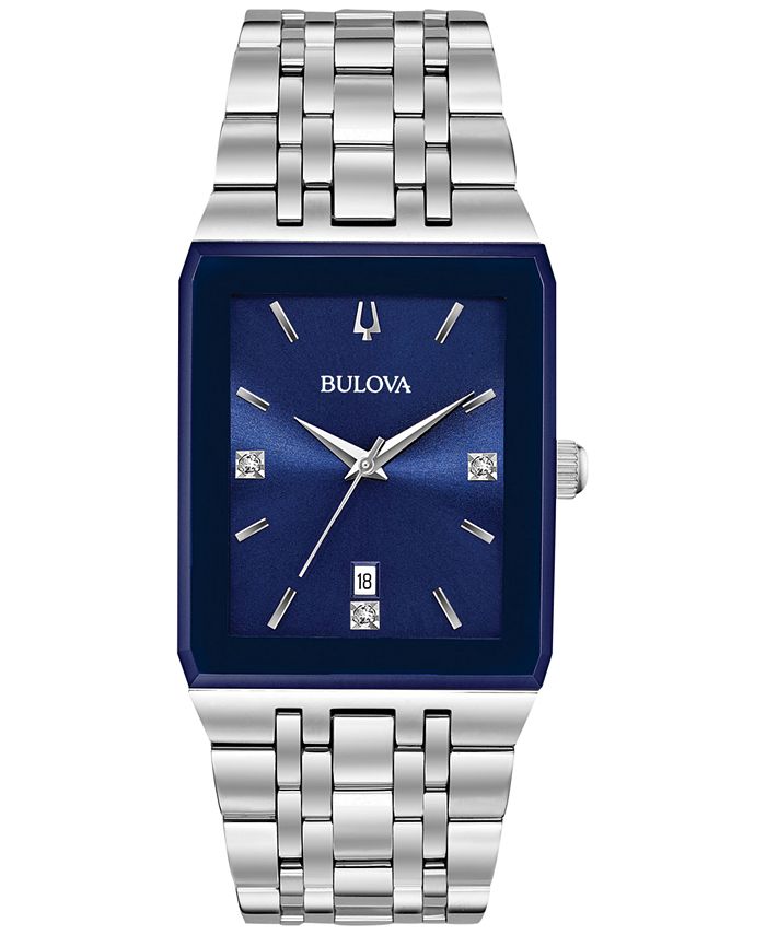 Bulova - Men's Diamond-Accent Stainless Steel Bracelet Watch 31x45mm