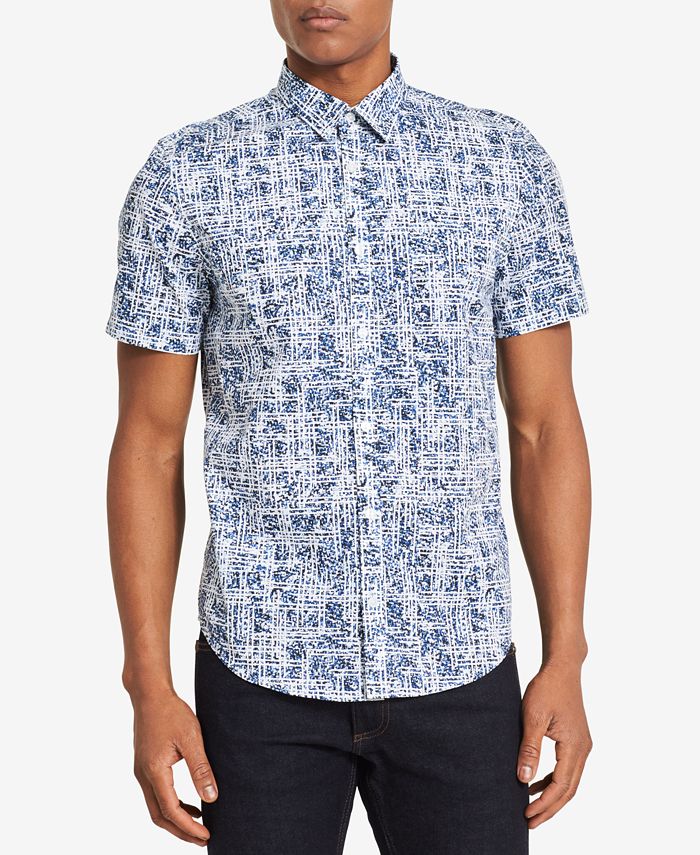 Calvin Klein Men's Pixel Maze-Print Shirt - Macy's