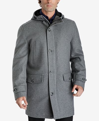 London Fog Men's Hooded Overcoat - Coats & Jackets - Men - Macy's