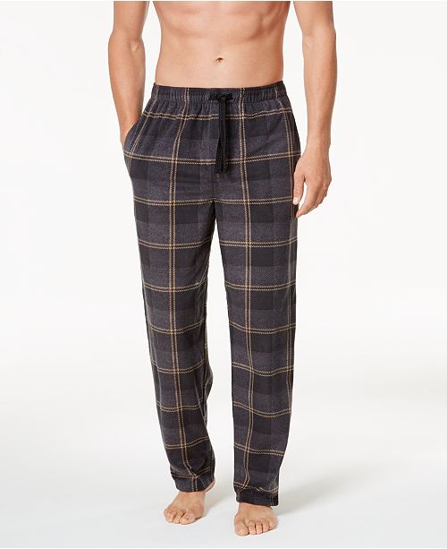 Perry Ellis Men's Buffalo Plaid Soft Fleece Pants - Pajamas, Lounge ...